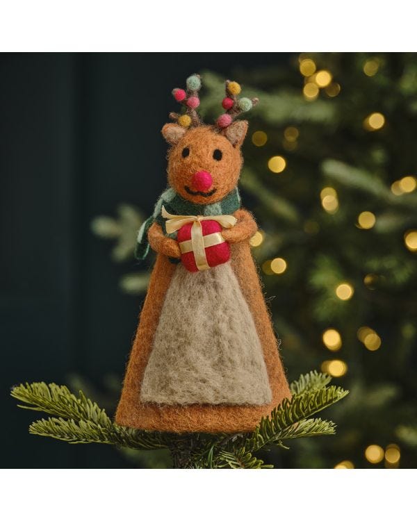 Tree Topper - Felt Festive Reindeer 