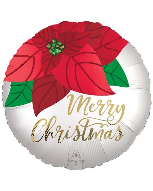 Christmas Poinsettia Balloon - 18&quot; Foil
