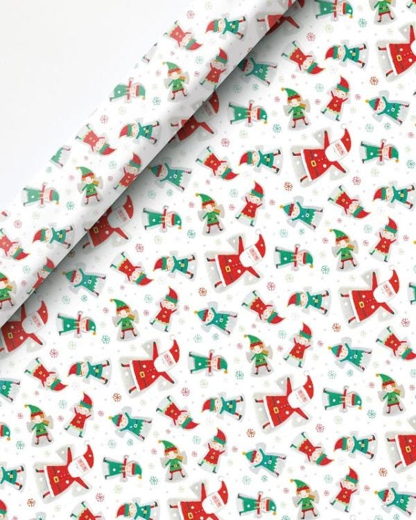 Santa &amp; Elf Christmas Gift Wrap - 8m