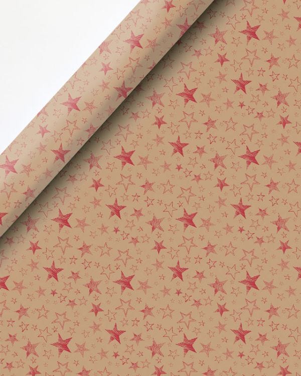 Red Stars Christmas Gift Wrap - 4m