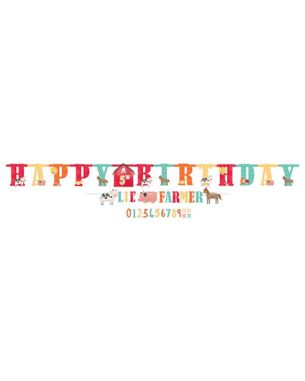 Barnyard Birthday Jumbo Add-an-Age Letter Banner - 3m