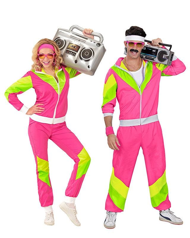 80s Neon Pink Shell Suit -Adult Costume | Party Delights