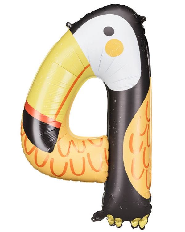 Toucan Number 4 Balloon - 34