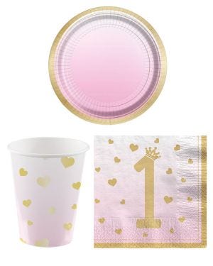 1st Birthday Pink - Super Value Party Pack for 8