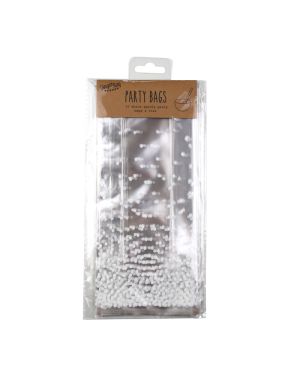 White Polka Dot Cellophane Party Bags - 24cm x 10cm (10pk)