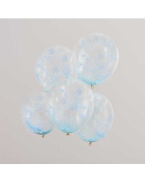Pastel Blue Bead Confetti Balloons - 12&quot; Latex (5pk)