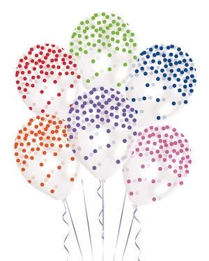 Printed Confetti Assorted Spot Balloons - 11&quot; Latex (6pk)