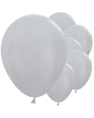 Satin Silver - 18&quot; Latex Balloons (25pk)