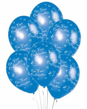 Confirmation Blue Printed - 11&quot; Latex Balloons (6pk)