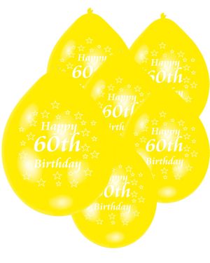 Assorted Multicolour Happy 60th Birthday - 9&quot; Latex Balloons (10pk)