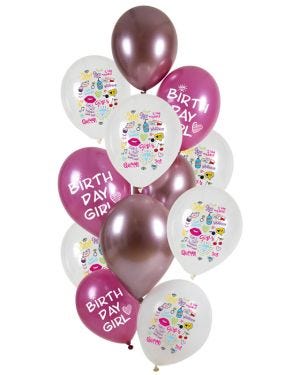 Birthday Girl Balloons - 12&quot; Latex (12pk)