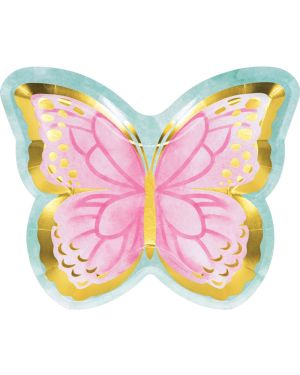 Butterfly Shimmer Shaped Paper Plates - 24cm (8pk)