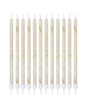 Neutral Marble Candles - 18cm (12pk)