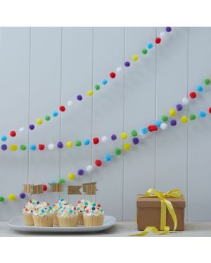 Multicoloured Pom Pom Garland - 3m
