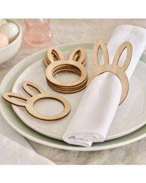 Wooden Bunny Napkin Rings (6pk)