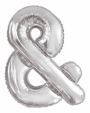 Silver Ampersand Balloon - 34&quot; Foil