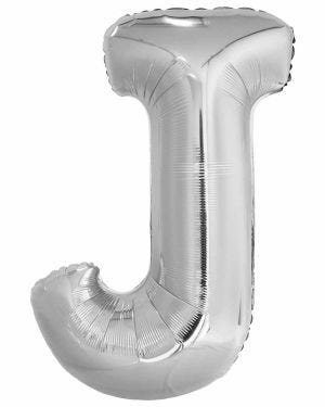J Silver Letter Balloon - 34&quot; Foil