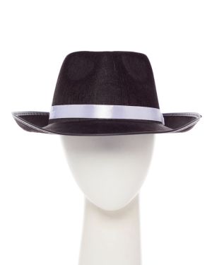 Black Gangster Fedora Hat