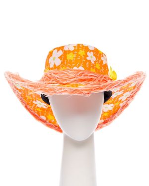 Floral Orange Hat with Sunflower