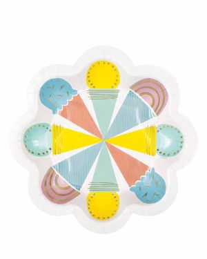 Pastel Ice Cream Shaped Paper Plates - 22cm (8pk)