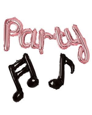 Rose Gold &#039;Party&#039; &amp; Musical Notes Balloon Garland - 14&quot; Foil