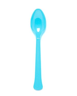 Turquiose Reusable Plastic Spoons (24pk)