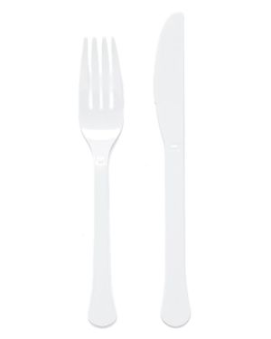 White Reusable Plastic Cutlery Set (24pk)