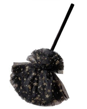 Witch Black &amp; Gold Star Broom