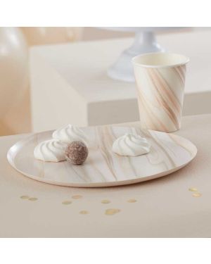 Natural Marble Paper Plates - 25cm (8pk)