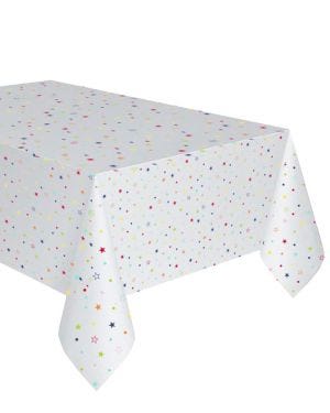 Multicoloured Stars &amp; Spots Paper Table Cover - 1.8m x 1.2m