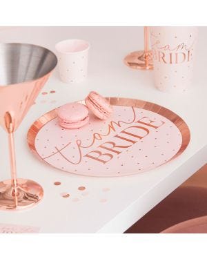 Rose Gold Team Bride Plates - 25cm (8pk)