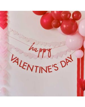 Red &amp; Pink Happy Valentines &amp; Heart Paper Banners - 2.5m