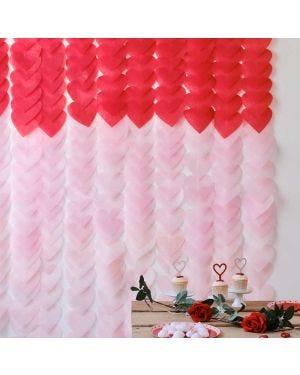 Red &amp; Pink Ombre Heart Tissue Paper Backdrop