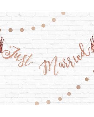 Rose Gold Glitter Just Married Paper Letter Banner - 1.5m