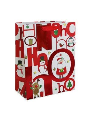 Ho Ho Ho Characters Large Gift Bag - 33cm x 26.5cm