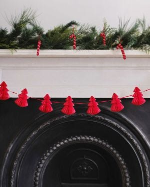 Red Honeycomb Trees Bunting