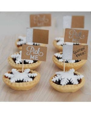 Festive Silver Foiled Cake Picks (12pk)