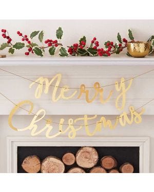 Gold Merry Christmas Acrylic Banner - 1.5m