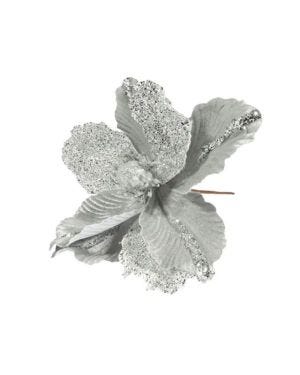 Silver Glitter Magnolia - 26cm