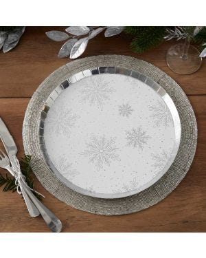 Silver Foil Snowflake Paper Plates - 25cm (8pk)
