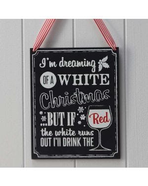 Wooden Chalkboard Christmas Wine Sign - 21.5cm