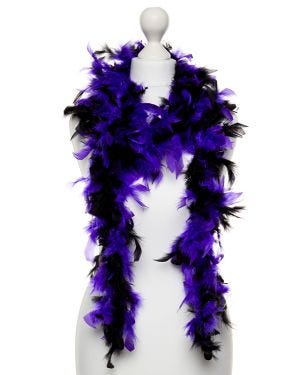 Purple &amp; Black Feather Boa - 180cm
