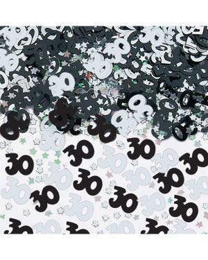 30th Birthday Black &amp; Silver Table/Invite Confetti - 14g