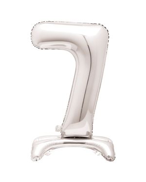 Silver Standing Number Balloons - 30&quot; Air Fill
