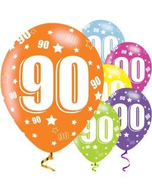90th Birthday Assorted Balloons - 11&#039;&#039; Latex (6pk)