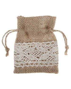 Hessian Lace Favor Bags (4pk)