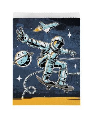 Space Skater Paper Treat Bags - 16.5cm x 22cm (8pk)