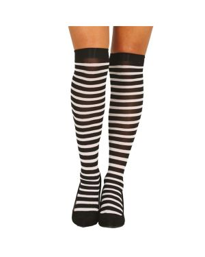 Black &amp; White Striped Stockings