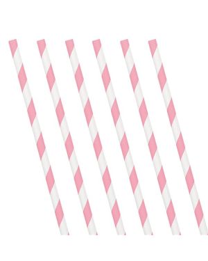 Soft Pink Stripe Paper Straws (24pk)