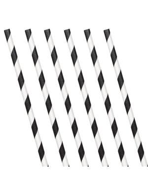 Black Stripe Paper Straws (24pk)